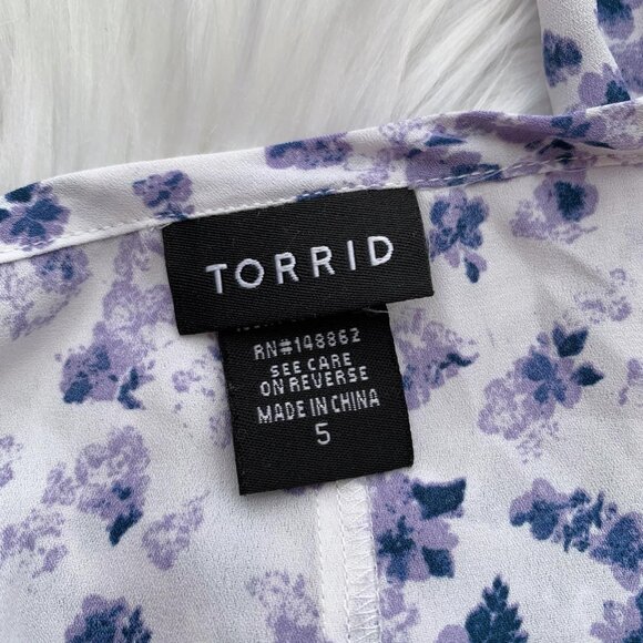 Torrid - Purple blue floral chiffon pleated cami tank, sz 5 5X - Picture 5 of 5
